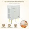21.6" white Bathroom vanity, Combo Cabinet, Bathroom Storage Cabinet, Single Ceramic Sink, Left side storage