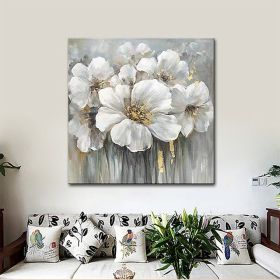 Hand Painted Oil Paintings Hand Painted Square Floral / Botanical Pop Art Living Room Hallway Bedroom Luxurious Decorative Painting (size: 90x90cm)