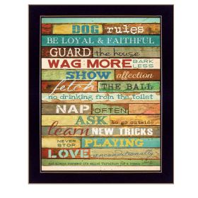 "Dog Rules" By Marla Rae, Printed Wall Art, Ready To Hang Framed Poster, Black Frame (Color: as Pic)